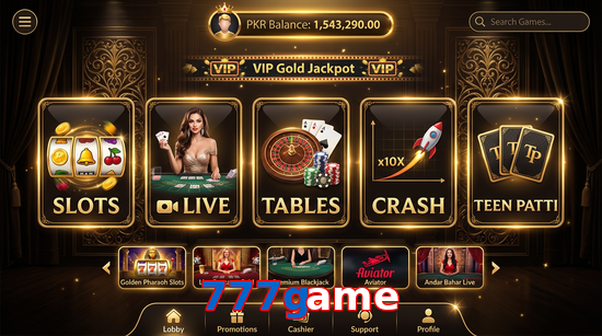 Main screen of 777Game casino page for PK players