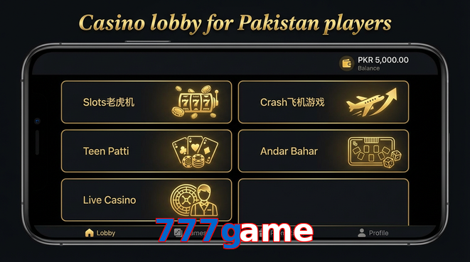 Lobby view of 777Game for Pakistan users